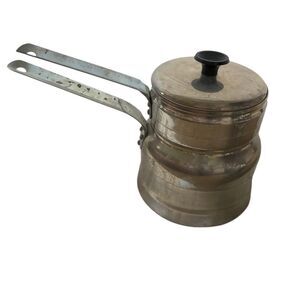 Vintage Comet Aluminum Double Boiler Pot Set Lid USA Made Country
